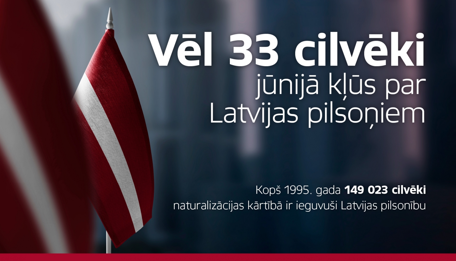 Vēl 33 cilvēki jūnijā kļūs par Latvijas pilsoņiem